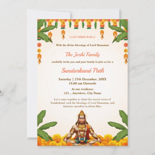Traditional Sundarkand Path Invitation Card Kaart (Voorkant)