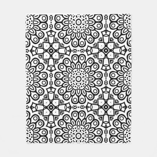 Traditional sunflower batik pattern ornamentscroll fleece deken (Voorkant)