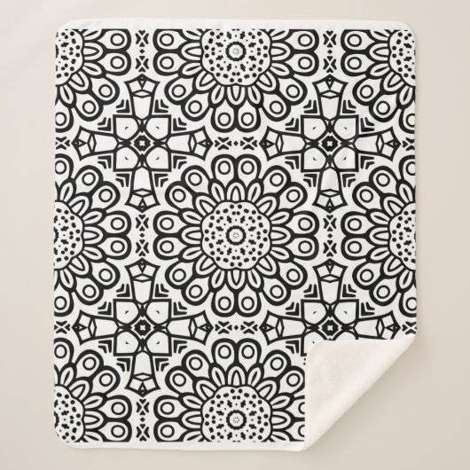 Traditional sunflower batik pattern ornamentscroll sherpa deken (Voorkant)