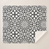 Traditional sunflower batik pattern ornamentscroll sherpa deken (Voorkant (horizontaal))