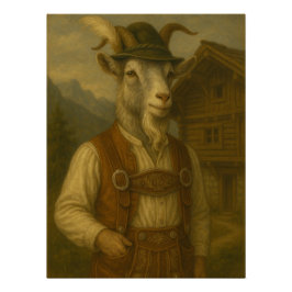 Traditional Swiss Alpine Goat | Bavarian Folk Port Perfect Poster
