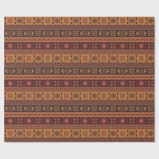 Traditional Terracotta Ethnic Tribal Boho Pattern Cadeaupapier (Vlak)