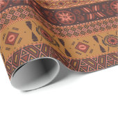 Traditional Terracotta Ethnic Tribal Boho Pattern Cadeaupapier (Rol Hoek)