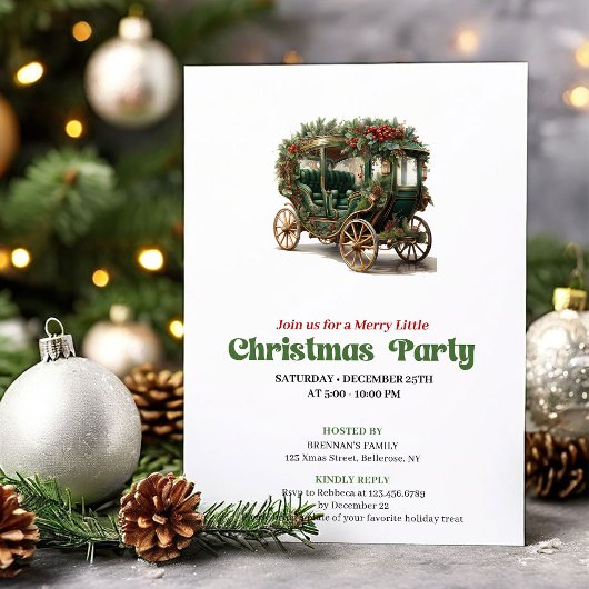 Traditional Victorian Christmas car party invite Kaart