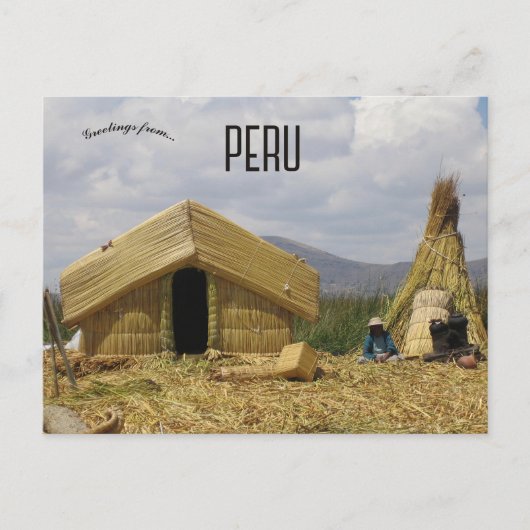 Traditional Village Lake Titicaca Peru Briefkaart (Voorkant)