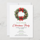 Traditional Watercolor Christmas Wreath Invite Kaart (Voorkant)
