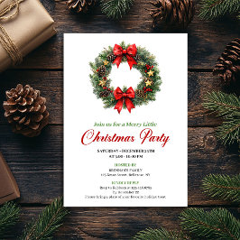Traditional Watercolor Christmas Wreath Invite Kaart