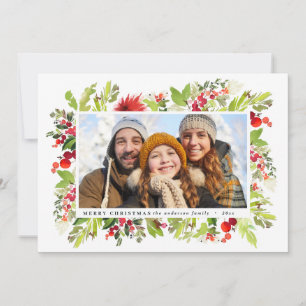 Traditional watercolor floral + Chronismas Feestdagenkaart