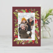 Traditional watercolor floral + Chronismas Feestdagenkaart (Staand voorkant)