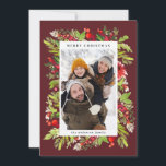 Traditional watercolor floral   Chronismas Feestdagenkaart<br><div class="desc">Traditional watercolor floral and folio Christmas Holiday card. Beautiful watercolor painted foliage and modern script text. Part of a collection.</div>