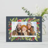 Traditional watercolor floral + Chronismas Feestdagenkaart (Staand voorkant)