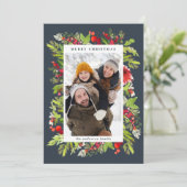 Traditional watercolor floral + Chronismas Feestdagenkaart (Staand voorkant)