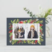 Traditional watercolor floral + Chronismas Feestdagenkaart (Staand voorkant)