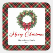 Traditional Watercolor Wreath Christmas Sticker (Voorkant)