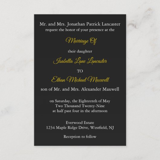 Traditional Wedding with Both Parents Names on Kaart (Voorkant)