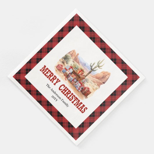 Traditional Western Check Holiday Paper Napkins Servet (Hoek)