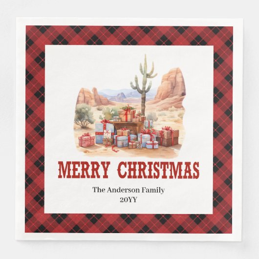 Traditional Western Check Holiday Paper Napkins Servet (Voorkant)