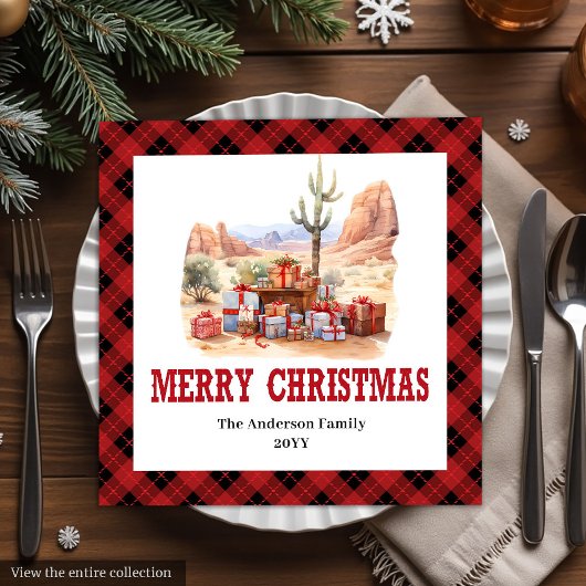 Traditional Western Check Holiday Paper Napkins Servet