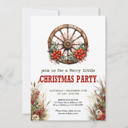 Traditional Western Christmas party invitation Kaart (Voorkant)