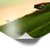 Traditional windmill under the Northern Lights Foto Afdruk (Hoek)