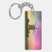 Traditional windmill under the Northern Lights Sleutelhanger (Voorkant Links)