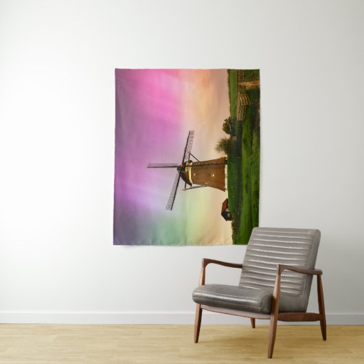 Traditional windmill under the Northern Lights Wandkleed (In situ)