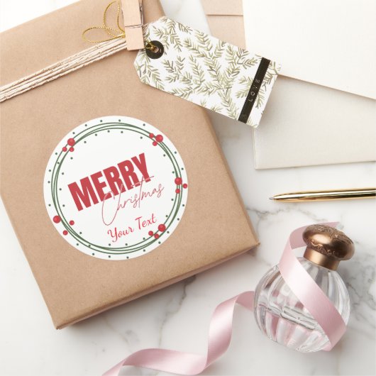 Traditioneel aangepaste ronde Kerstmis sticker (Geschenken)