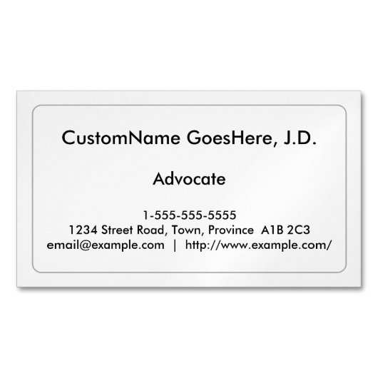 Traditioneel Advocate Magnetisch Visitekaartje (Voorkant)