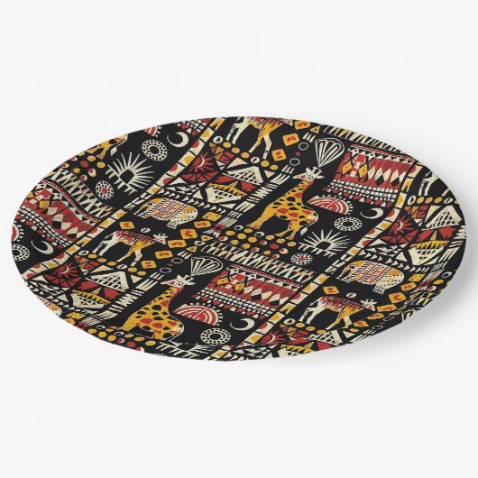 Traditioneel Afrikaans etnisch ornament, tribaal p Papieren Bordje (Gekanteld)
