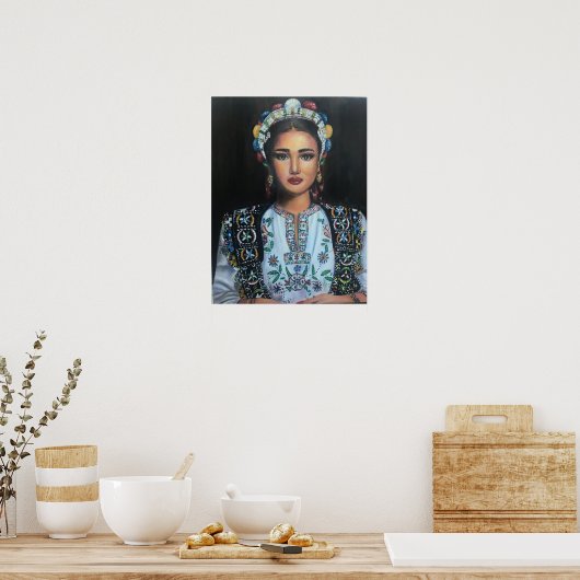 Traditioneel Albanees meisje Poster (Keuken)