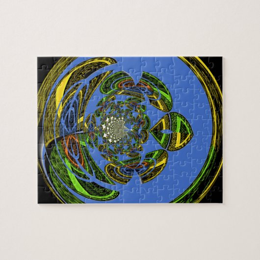 Traditioneel alleen blauw legpuzzel (Horizontaal)