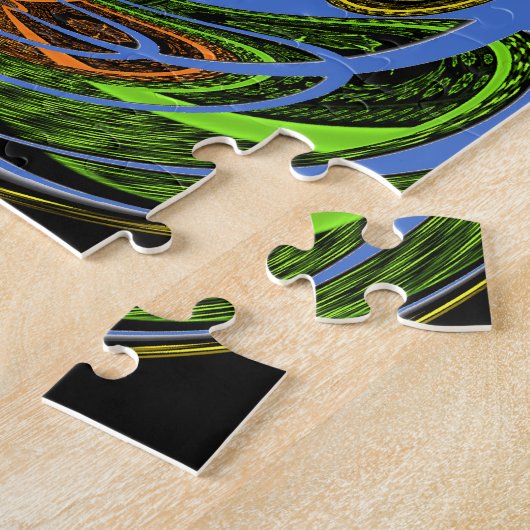 Traditioneel alleen blauw legpuzzel (Zijkant)