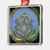 Traditioneel alleen blauw metalen ornament (Links)