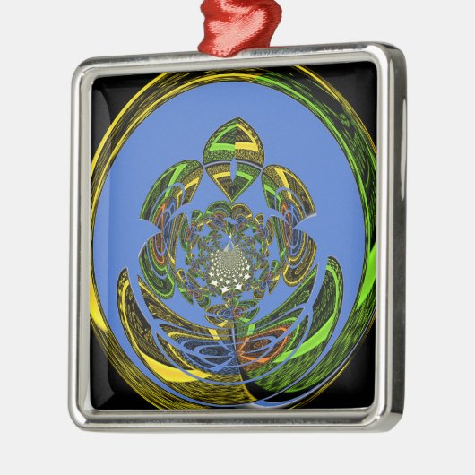 Traditioneel alleen blauw metalen ornament (Links)