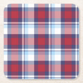 Traditioneel Amerikaans Rood Blauw Patroon Kartonnen Onderzetters (Voorkant)