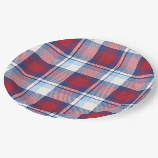 Traditioneel Amerikaans Rood Blauw Patroon Papieren Bordje (Gekanteld)
