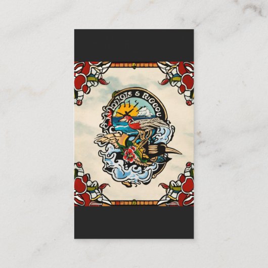 Traditioneel Amerikaans Tatoo afbeelding Visitekaartje (Achterkant)