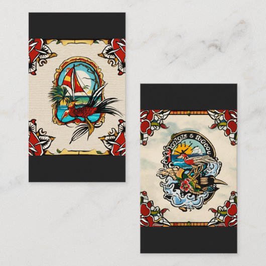 Traditioneel Amerikaans Tatoo afbeelding Visitekaartje (Voorkant / Achterkant)