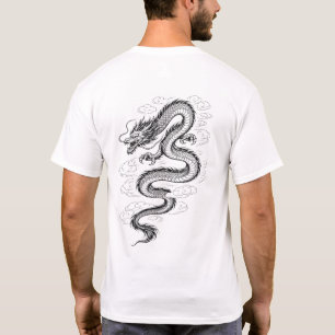Traditioneel Aziatisch Draak Lijnkunst T-Shirt