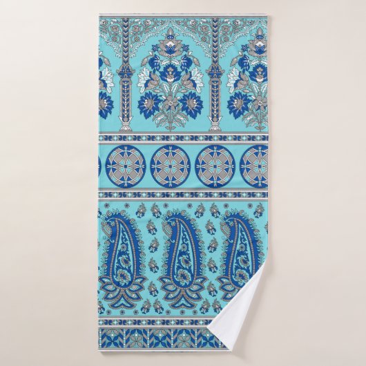 Traditioneel Aziatisch paisleygrensontwerp Badhanddoek (Badhanddoek)
