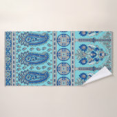 Traditioneel Aziatisch paisleygrensontwerp Badhanddoek (Badhanddoek)