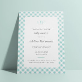 Traditioneel Baby shower Aqua Blue Gingham Kaart