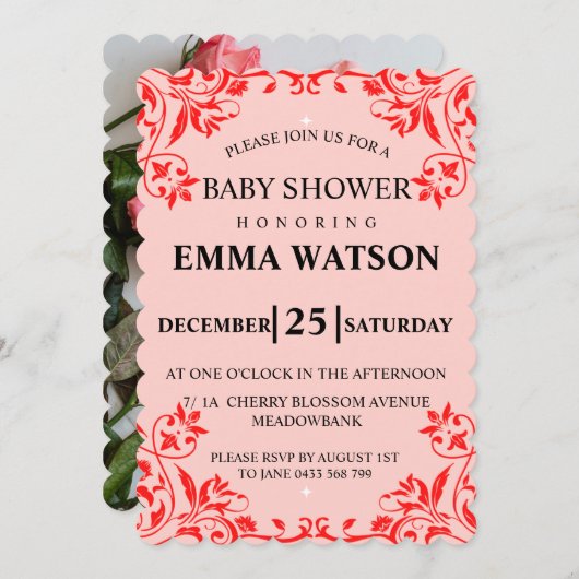 Traditioneel Baby shower Kaart (Voorkant / Achterkant)