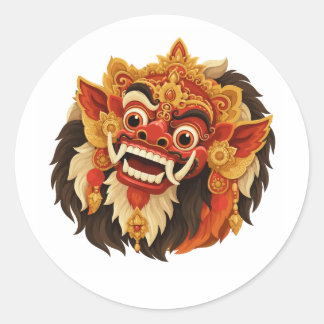Traditioneel Balinees Barong-masker dat Bali verte Ronde Sticker