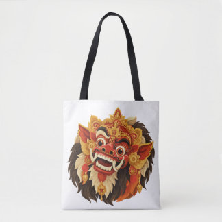 Traditioneel Balinees Barong-masker dat Bali verte Tote Bag