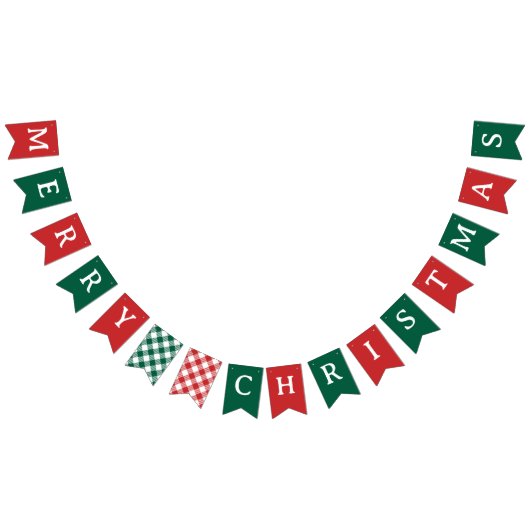 Traditioneel Basic Groen Rood Prettig Kerstfeest Vlaggetjes (Alle)
