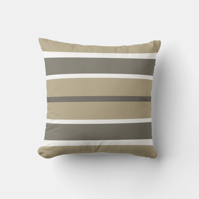 Traditioneel beige en grijs gestreept decoratief k kussen (Voorkant)