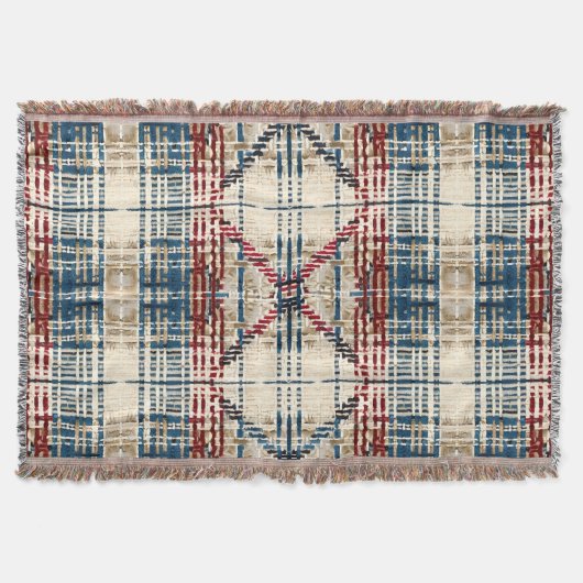 Traditioneel beige en rood geplakt patroon deken (Voorkant)