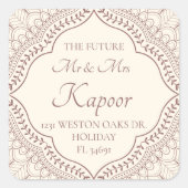 Traditioneel Belige Mehndi Hindu Weddenschap Vierkante Sticker (Voorkant)