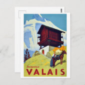 Traditioneel berghuis in Valais, Zwitserland Briefkaart (Voorkant / Achterkant)